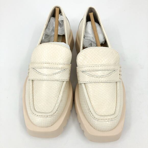 DOLCE VITA Womens Elias Loafer 6.5 White Ivory Embossed Leather Lug Sole NWOB - Picture 4 of 11